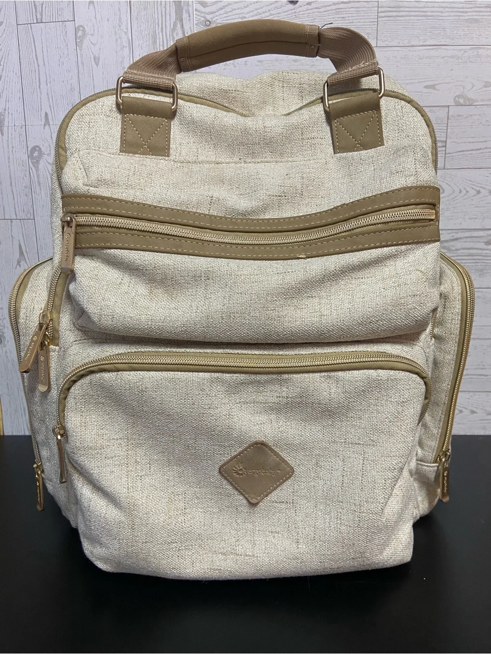 Ergobaby Beige Diaper Backpack Baby Bag, Multi Pocket Travel Bag